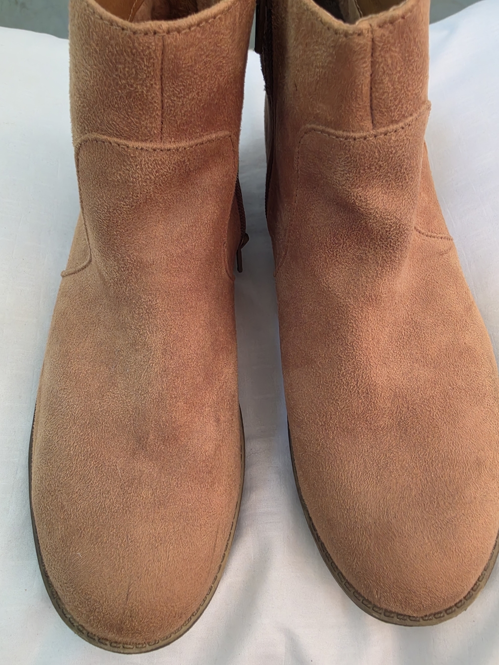 Faux Suede Ankle Boots - Tan